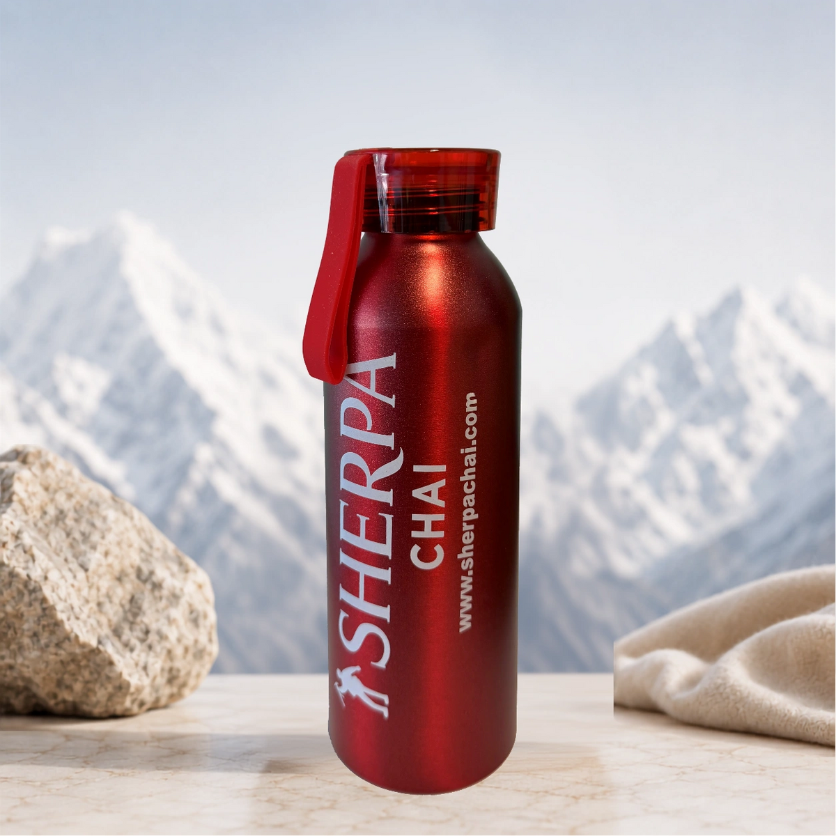 Sherpa Chai Red Aluminum Water Bottle, 20 oz