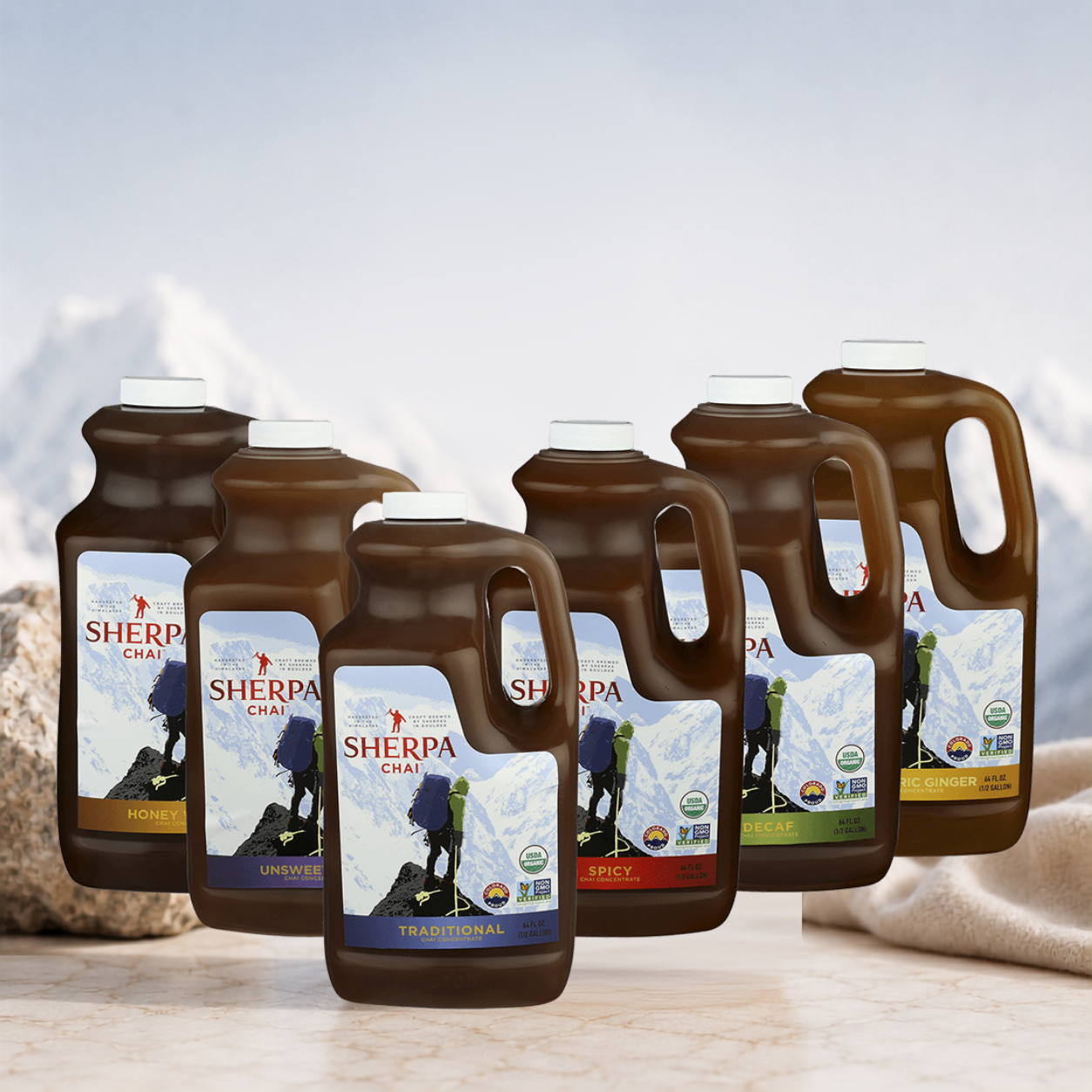 Sherpa Chai Mixed Case, 6 x 64 oz Bottles